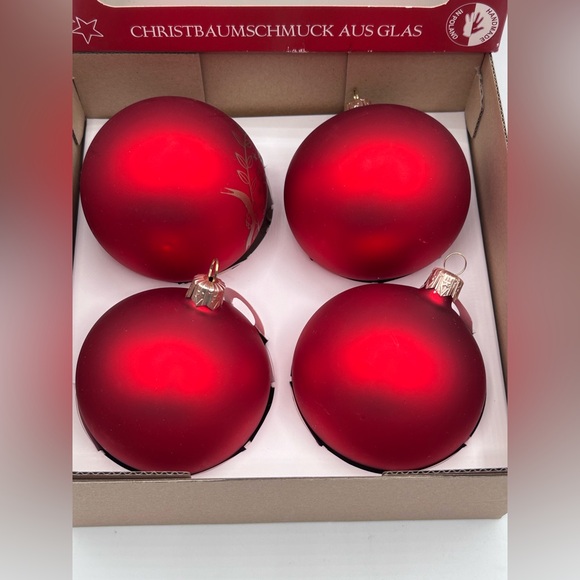 VITBIS Glass Ornaments Be Merry And Bright Hand Made in Poland 3.5" Set of 4 - Picture 3 of 5